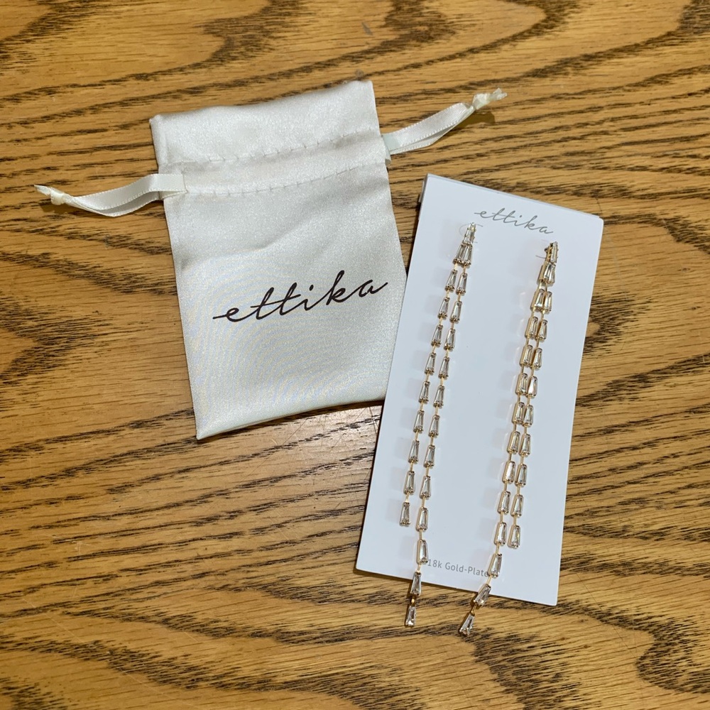 {Ettika} Cubic Zirconia Linear Drop Earrings